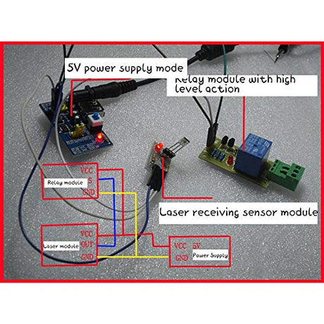 Acxico 2Sets Laser Sensor Module For Arduino AVR(KY-008 Laser Transmitter +Laser Receiver Sensor Module Non-modulator Tube) Acxico