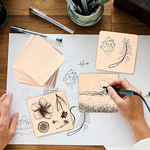 40 Pieces 6 x 6 Inches Unfinished Squares Blank Wooden Pieces Wooden Square Cutouts Wood Slices for Painting Writing Carving DIY Arts Craft Project Coopay