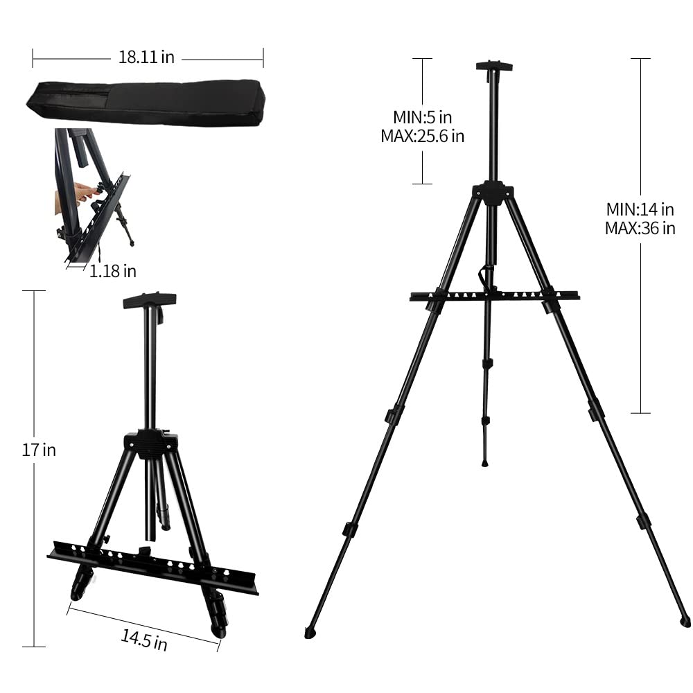 RRFTOK Artist Easel Stand, Adjustable Easel for Painting Canvases Height from 17 to 66 Inch,Carry Bag for Table-Top/Floor Drawing and Didplaying - WoodArtSupply