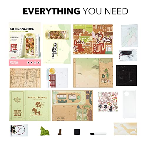 Rowood Book Nook Kits for Adults,3D Wooden Puzzle Bookend,Bookshelf Decor Insert Alley,DIY Miniature Booknook Model Craft Kits for Adults,Gifts with RoWood