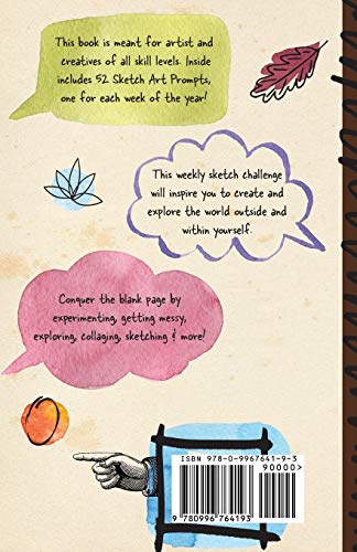 52 Sketch Prompts: Weekly Art Prompts for Creative Doodling & Beyond - 8.5" x 5.5" Sketchbook Artist Journal Project Ideas to Draw, Collage, WoodArtSupply
