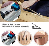 Pocket Hole Jig, 15 Degree Dowel Drill Joinery Kit, 6/8/10mm Drive Adapter for Woodworking Angle Drilling Holes, Carpenters Wood Woodwork Guides EBTOOLS