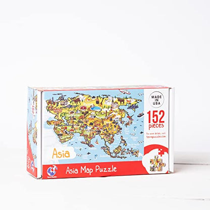 Terra Puzzles Asia Map Wooden Jigsaw Puzzle 152 Piece, 15x10 inches - WoodArtSupply