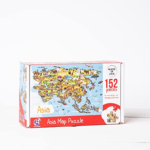 Terra Puzzles Asia Map Wooden Jigsaw Puzzle 152 Piece, 15x10 inches - WoodArtSupply