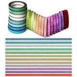 YUKUNTANG Skinny Glitter Paper Washi Tape Set 24 Rolls 12 Color Masking Tape for DIY Crafts Book Designs YUKUNTANG