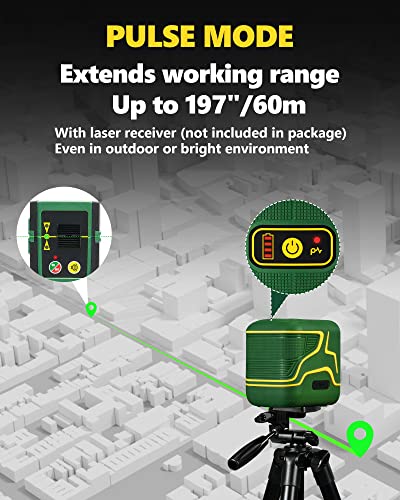 APEXFORGE X1C Cross Line Laser Level, with Rechargeable Battery, 100ft Green Beam, Self-Leveling, Vertical and Horizontal Line, Pulse Mode, 360° APEXFORGE