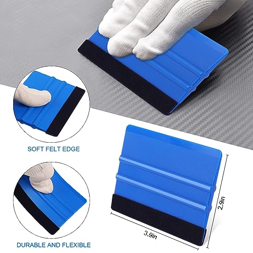 WRAPXPERT Blue Felt Squeegee,2 Pcs Squeegee for Vinyl,Medium Hardness Vinyl Squeegee Scraper Tool Kit for Crafts Car Wrap Window Tint Wallpaper Glass WRAPXPERT