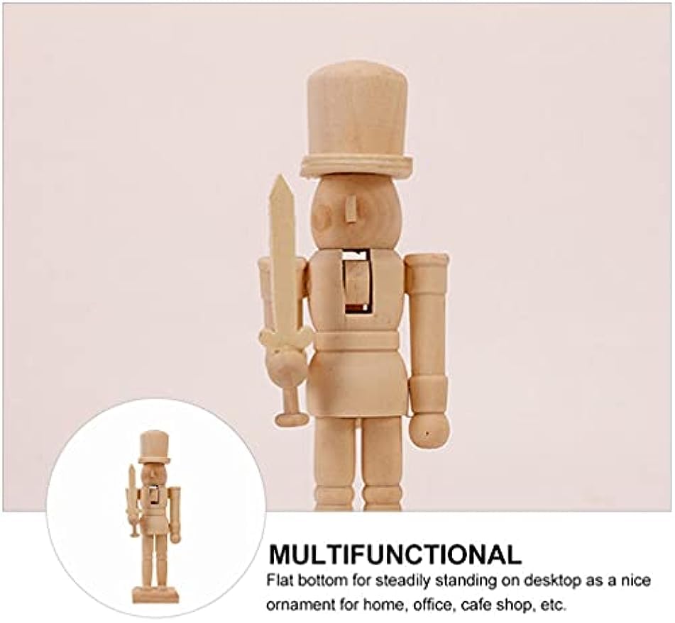 RCFINE Christmas Wood Nutcracker Soldier Figures 8in DIY Unfinished Blank Nutcracker Ornament for Christmas Decoration RCFINE