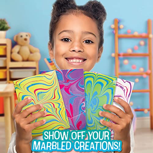 Made By Me Marbling Paint Studio, 25-Piece Marbling Kit for Kids, Make 10 Pour Paint Art Projects, Dip & Paint Marbling Arts & Crafts Kits for Kids, Made By Me