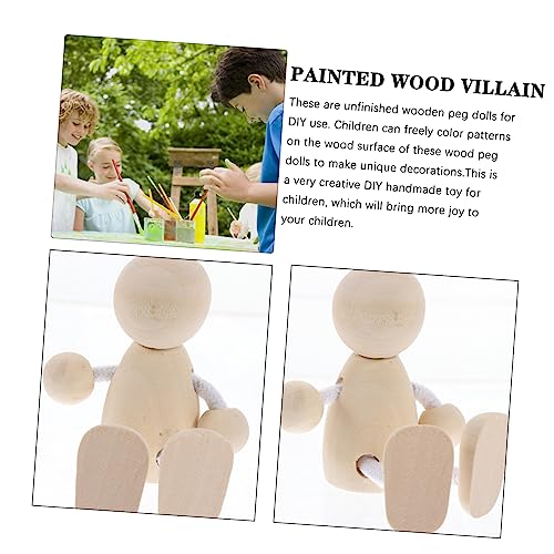 Tofficu 8 Pcs Wooden Figures Unfinished Peg People Wooden Jointed Figure Unfinished Wooden Figurines Wooden Peg People Wood Human Figure Model DIY Tofficu