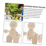 Tofficu 8 Pcs Wooden Figures Unfinished Peg People Wooden Jointed Figure Unfinished Wooden Figurines Wooden Peg People Wood Human Figure Model DIY Tofficu