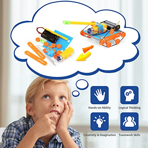 STEM Science Kits for Kids 5-8 8-12, Robot Building Kit, Build a Car Crafts for Boys, Engineering Activities Electronic Toys, Electric Science WESAYEE
