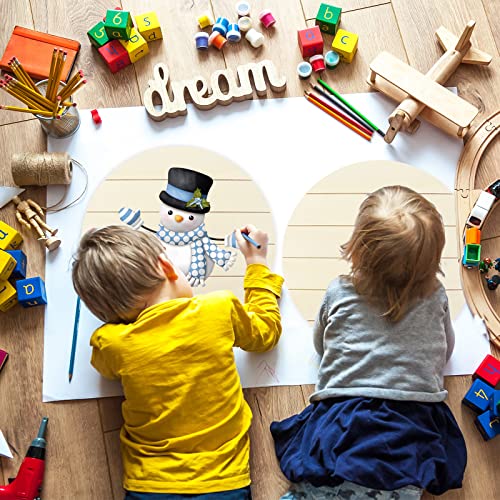 Whaline 5Pcs 12 Inch Christmas Wood Circles for Crafts Holiday Rustic Blank Wood Sign Unfinished Round Wood Slices Door Hanger Wood Plaques for Xmas Whaline