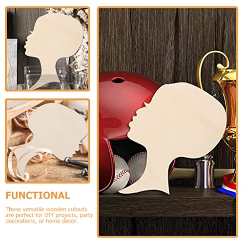 Alipis 12pcs African Girl Wooden Cutouts Women Face Silhouette Head Wood Decoration Pendant DIY Wooden Template Unfinished Craft Wreath for Mother Alipis