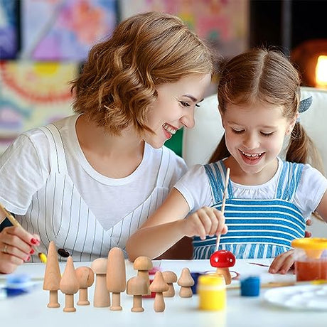 Kisangel 20pcs Mini Wood Mushrooms Wooden Trees Unpainted Little Pegs for Christmas Tree DIY Arts Crafts Kisangel