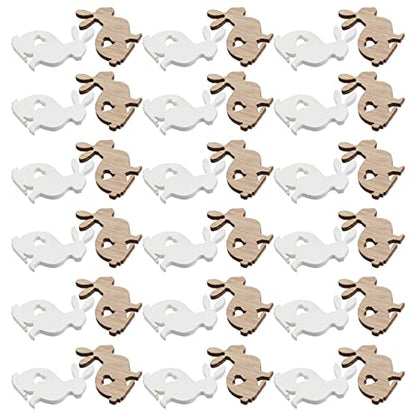 GANAZONO 72Pcs Mini Unfinished Wood DIY Crafts Easter Egg Rabbit Wooden Cutouts Discs Slices for DIY Projects Craft Easter Decor Rabbit - WoodArtSupply