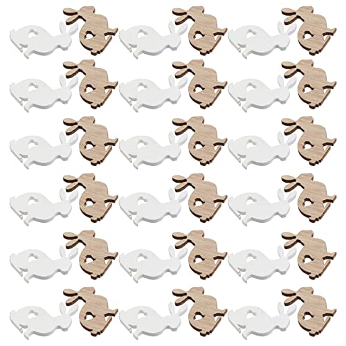 GANAZONO 72Pcs Mini Unfinished Wood DIY Crafts Easter Egg Rabbit Wooden Cutouts Discs Slices for DIY Projects Craft Easter Decor Rabbit - WoodArtSupply