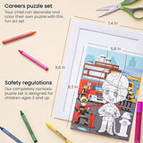 Arteza Kids Coloring Puzzle Kit, 5 Careers Jigsaw Puzzles, 16 Crayons, 6 Tubes of Glitter Glue, 5 Frames, DIY and Screen-Free Kids’ Activities, Craft Arteza Kids