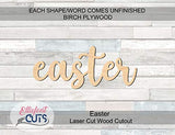Easter Script Wood Word, Wood Cutouts for crafts, Laser Cut Wood Shapes 5mm thick Baltic Birch Wood, Multiple Sizes Available Elliefont Styles