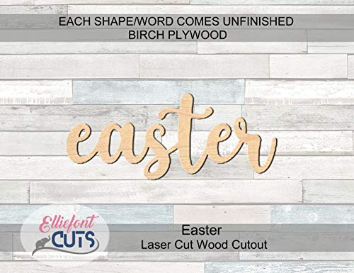 Easter Script Wood Word, Wood Cutouts for crafts, Laser Cut Wood Shapes 5mm thick Baltic Birch Wood, Multiple Sizes Available - WoodArtSupply