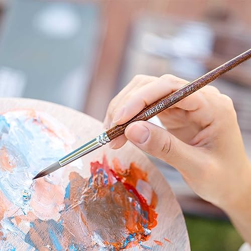 HAGERI 20 Pieces Paint Brushes, Expert Synthetic Nylon Bristles Paint Brush Kit with Palette Knife & Deluxe Leather Roll, Paint Brushes Set for Oil, HAGERI