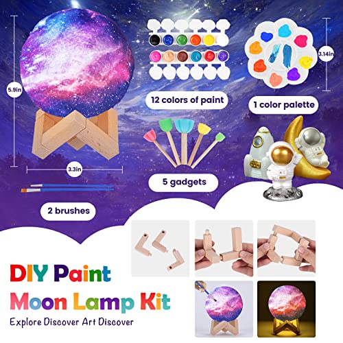 Paint Your Own Moon Lamp Kit, Cool Gifts DIY 3D Space Moon Night Light, Art Supplies Arts & Crafts Kit, Arts and Crafts for Kids Ages 8-12, Toys - WoodArtSupply