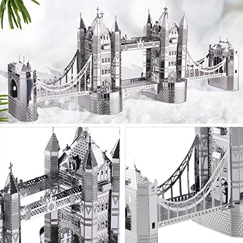 Piececool 3D Puzzles for Adults, London Tower Bridge Metal Models Kit, Famous Landmarks Architecture Building Blocks Models Kits, DIY Craft Toys Piececool