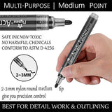 NAWOD Black Paint Pens - 6 Pack Acrylic Black White Permanent Markers, Acrylic Paint Pens for Rock Painting, Wood, Metal, Stone, Ceramic, Glass, NAWOD