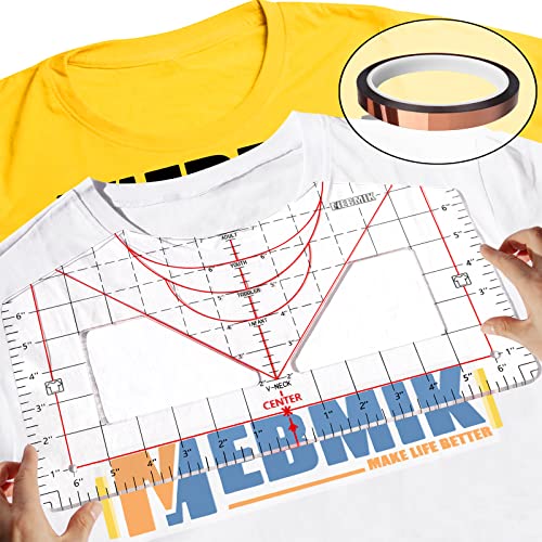 Tshirt Ruler Guide for Vinyl Alignment,T Shirt Ruler to Center Design,Tshirt Measurement Tool with Heat Tape ,Sublimation,Heat Transfer,Acrylic Ruler - WoodArtSupply