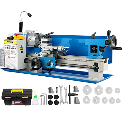 BestEquip Metal Lathe 7x14inch Precision Bench Top Mini Metal Lathe 550W Precision Metal Lathe Variable Speed 50-2500 RPM Nylon Gear with A Movable