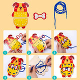 Promise Babe 5 Pack Animals Lacing Cards Wood Block Puzzle Threading Toys Montessori Toy Sewing Cards for Toddler Educational Preschool Toys… Promise Babe