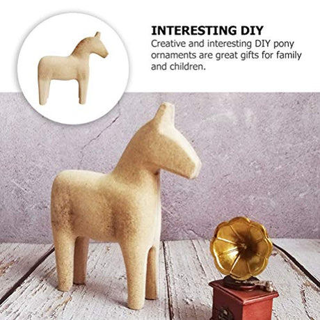 HEALLILY Vintage Unfinished Swedish Wooden Dala Horse Unfinished Wooden Horse Figurine Statue Horse Painting by Yourself S HEALLILY