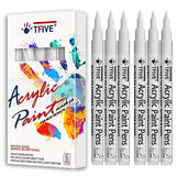 White Marker Paint Pens - 6 Pack Acrylic White Permanent Marker, 0.7mm Extra Fine Tip Paint Pen for Art projects, Drawing, Rock Painting, Stone, TFIVE