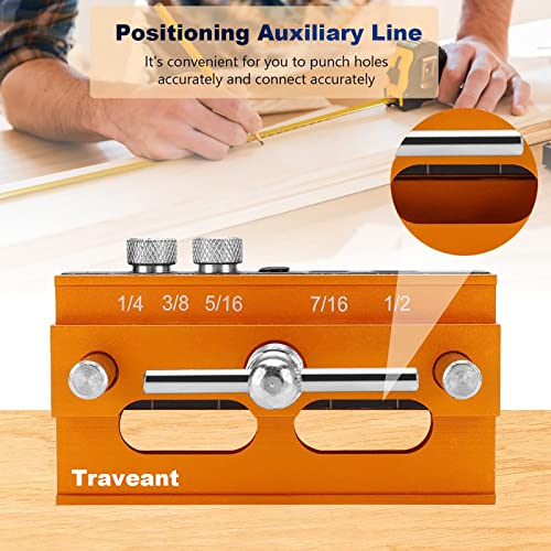 TRAVEANT Self Centering Dowel Jig Kit,Jig Drill Guide Bushings Set,Wood Working Tools Drill and Accessories,Dowel Jigs Woodworking Tools Tools for - WoodArtSupply