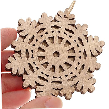 ABOOFAN 50 pcs Double Decorative Wood Chips Unfinished Wooden Embellishments DIY Wreath Pendant Xmas Wood Slices Christmas Decor Unfinished Cutouts