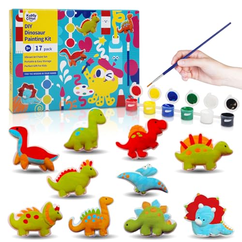 KIDDYCOLOR Kids Arts & Crafts Plaster Painting Craft Kit Art Set - Decorate Your Dinosaurs and Create Your own Dinosaur World as a Gift for Ages 3-12 - WoodArtSupply