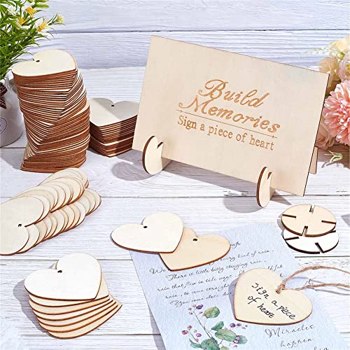 CRASPIRE Wedding Guest Book Alternative, for Guests to Sign with 3PCS Pens and 100PCS Wooden Sign Hearts Rustic Wedding Decorations for Wedding CRASPIRE