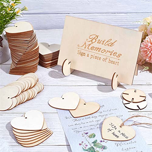 CRASPIRE Wedding Guest Book Alternative, for Guests to Sign with 3PCS Pens and 100PCS Wooden Sign Hearts Rustic Wedding Decorations for Wedding - WoodArtSupply