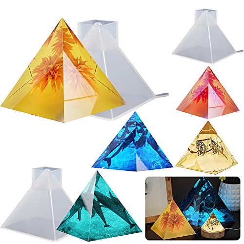 3 Pack Pyramid Candle Mold Pyramid Mold Resin Releasing Pyramid Casting Mold Soap Making Molds Silicone Mold for Candle Home Decorate Mold Candle