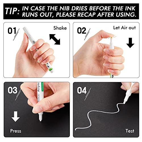 Shuttle Art White Paint Pen, 20 Pack Fine Tip Acrylic Paint Pens, Water-Based Quick Dry Paint Markers for Rock, Wood, Metal, Plastic, Glass, Canvas, Shuttle Art