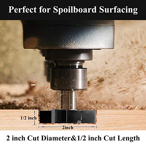 CNC Spoilboard Surfacing Router Bit, 1/2 Inch Shank Carbide Tipped Surface Planing Bottom Cleaning Cutter Slab Flattening Router Bit, Wood Milling