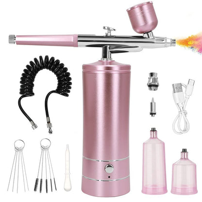 Airbrush Kit with Compressor, Auto Handheld Airbrush Gun with 0.3mm Tip, Rechargeable, Portable Air Brushes for Painting, Tattoo, Nail Art, Model - WoodArtSupply