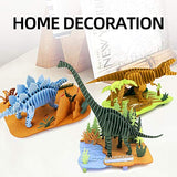 CUPUZ 3D Paper Puzzle, 3 Assorted Dinosaurs, Premium Cardboard Models, DIY Kit for Child, Educational Craft -Rex, Stegosaurus, Brachiosaurus Puzzles CUPUZ