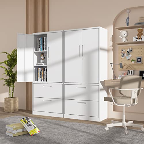 SISESOL Metal Storage Cabinet with Drawers, 71" File Cabinets for Home Office, Locking Steel Storage Cabinet with Doors and Shelves for Home, Office, SISESOL