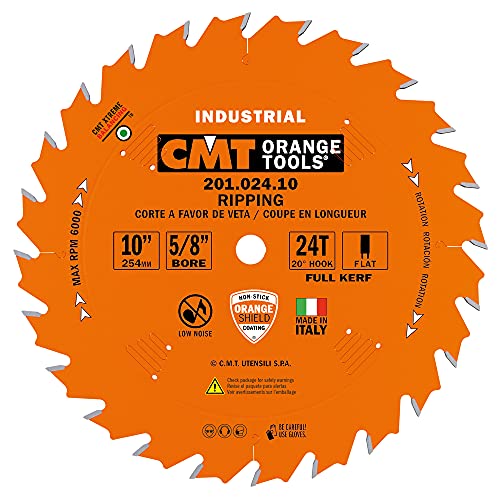 CMT 201.024.10 Industrial Ripping Saw Blade, 10-Inch. x 24 Teeth FTG Grind with 5/8-Inch. Bore, PTFE Coating CMT
