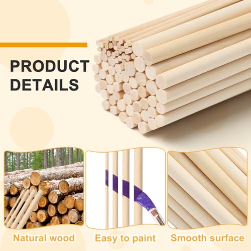 HAPY SHOP 80 Pieces Wooden Dowel Rods Assorted Sizes Dowel Rods 1/8, 3/16, 1/4, 5/16 x 12 Inch Unfinished Natural Wood Craft Dowel Rods for Crafts HAPY SHOP