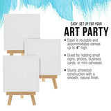 U.S. Art Supply 3" x 3" Stretched Canvas with 5" Mini Natural Wood Display Easel Kit (Pack of 12), Artist Tripod Tabletop Holder Stand - Painting U.S. Art Supply