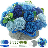 BAZIMA DIY Felt Flower Art Craft Kit, DIY Felt Blue Rose Pot Bonsai Kit, Floral Gifts,Beginner Craft Kit,Arrange Pre-Cut Felt Flowers and Foliage BAZIMA ALICE