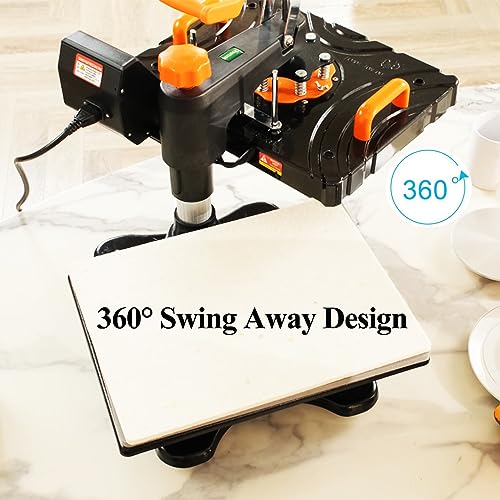 Heat Press Machine for T Shirts 12x15, 8 in 1 Heat Press, 850W Sublimation Machine, 360° Rotation Swing-Away Plate Heatpress, DIY Tumbler Heat Press, AKEYDIY