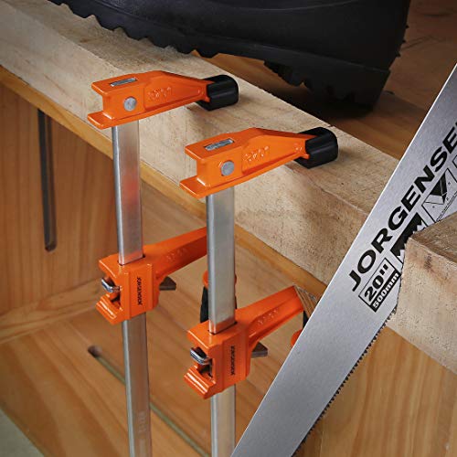 JORGENSEN 2-pack Steel Bar Clamps Set, 12-inch Medium Duty, 600 Lbs Load Limit, for Woodworking Jorgensen
